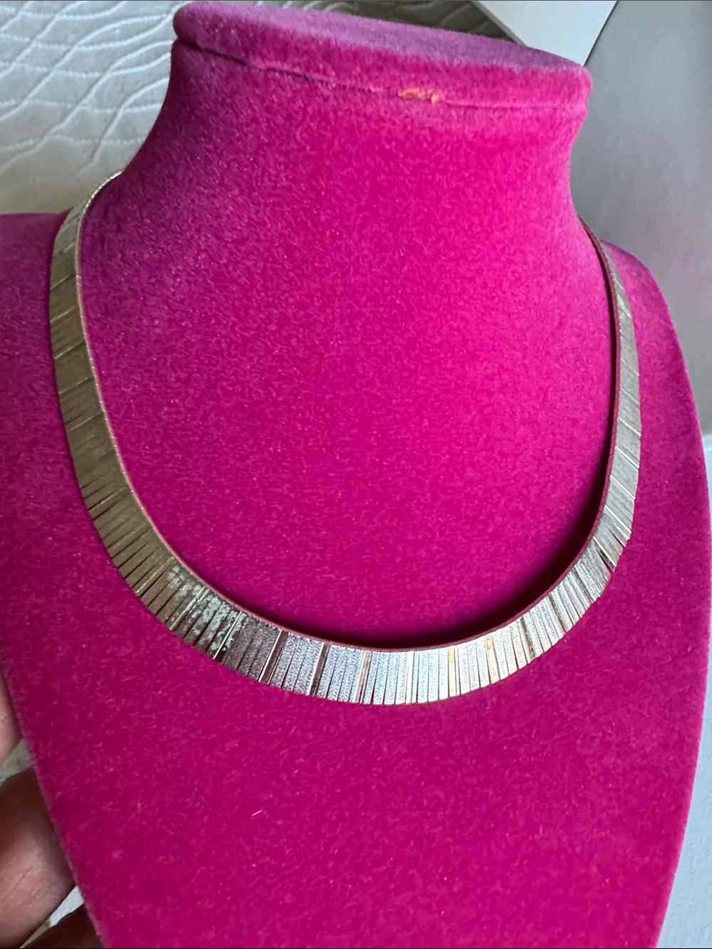 Sterling Silver Textured Collar Necklace - Silver